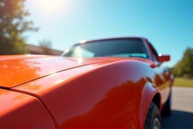 Shiny car under the bright summer sun, emphasizing paint protection